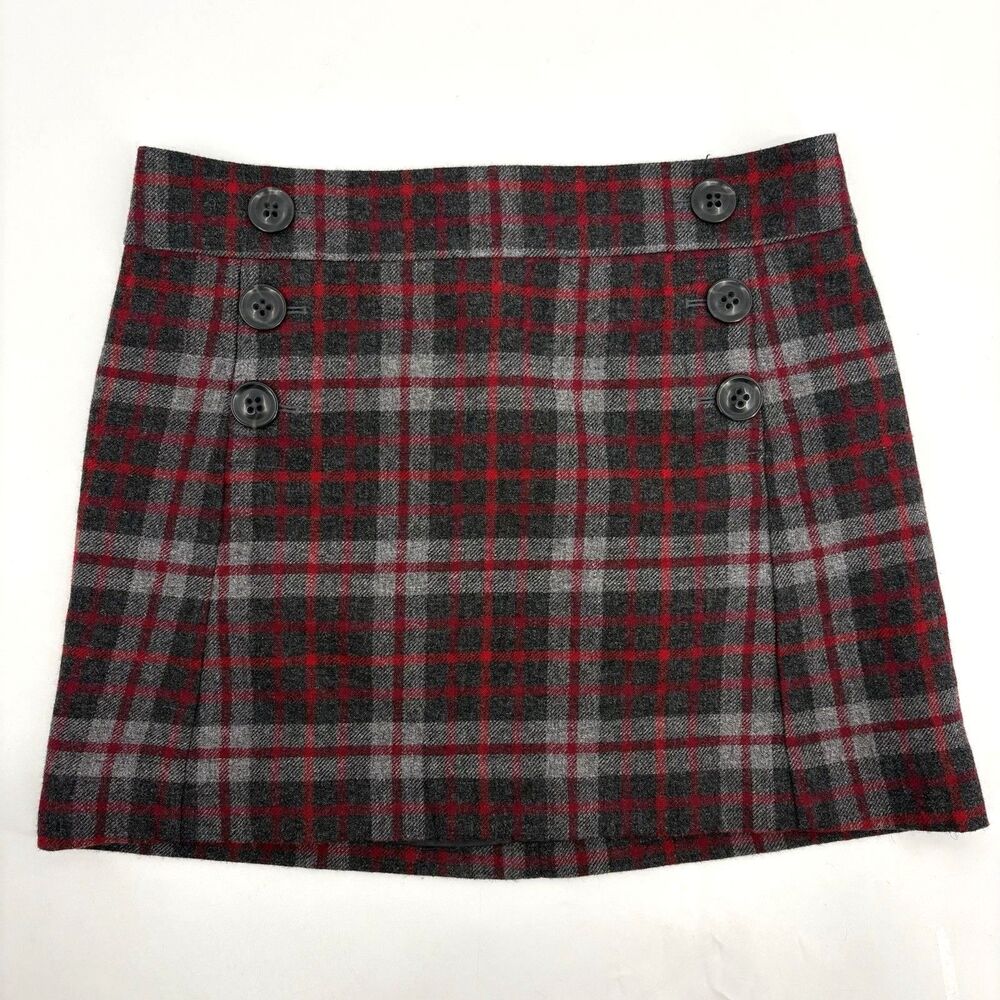 Vintage GAP Plaid Mini Skirt 8 Wool Blend Y2K 90s Retro Preppy Academia Grunge